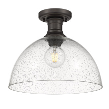 Golden 3118-SF14 RBZ-SD - Yep by Golden Lighting Hines 1-light 14 in Semi-Flush Mount in Rubbed Bronze and Seeded Glass
